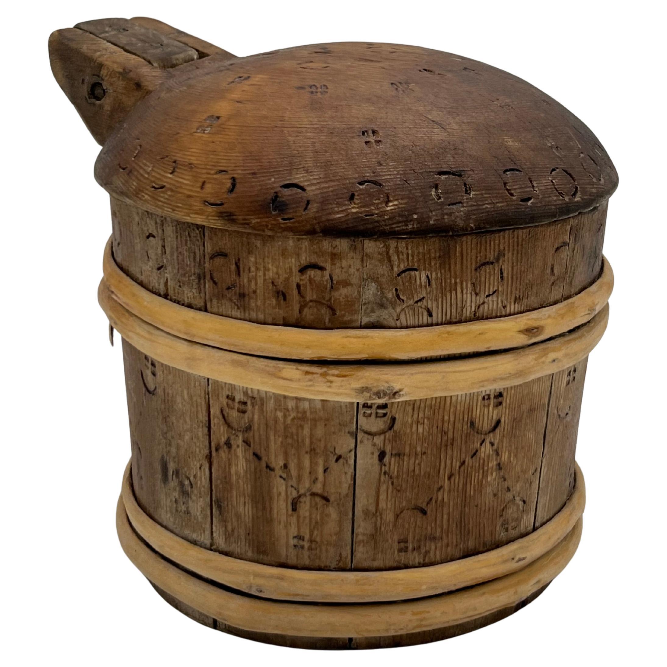 Antico boccale scandinavo del 1800 / forma di burro, primitivo di qualità museale