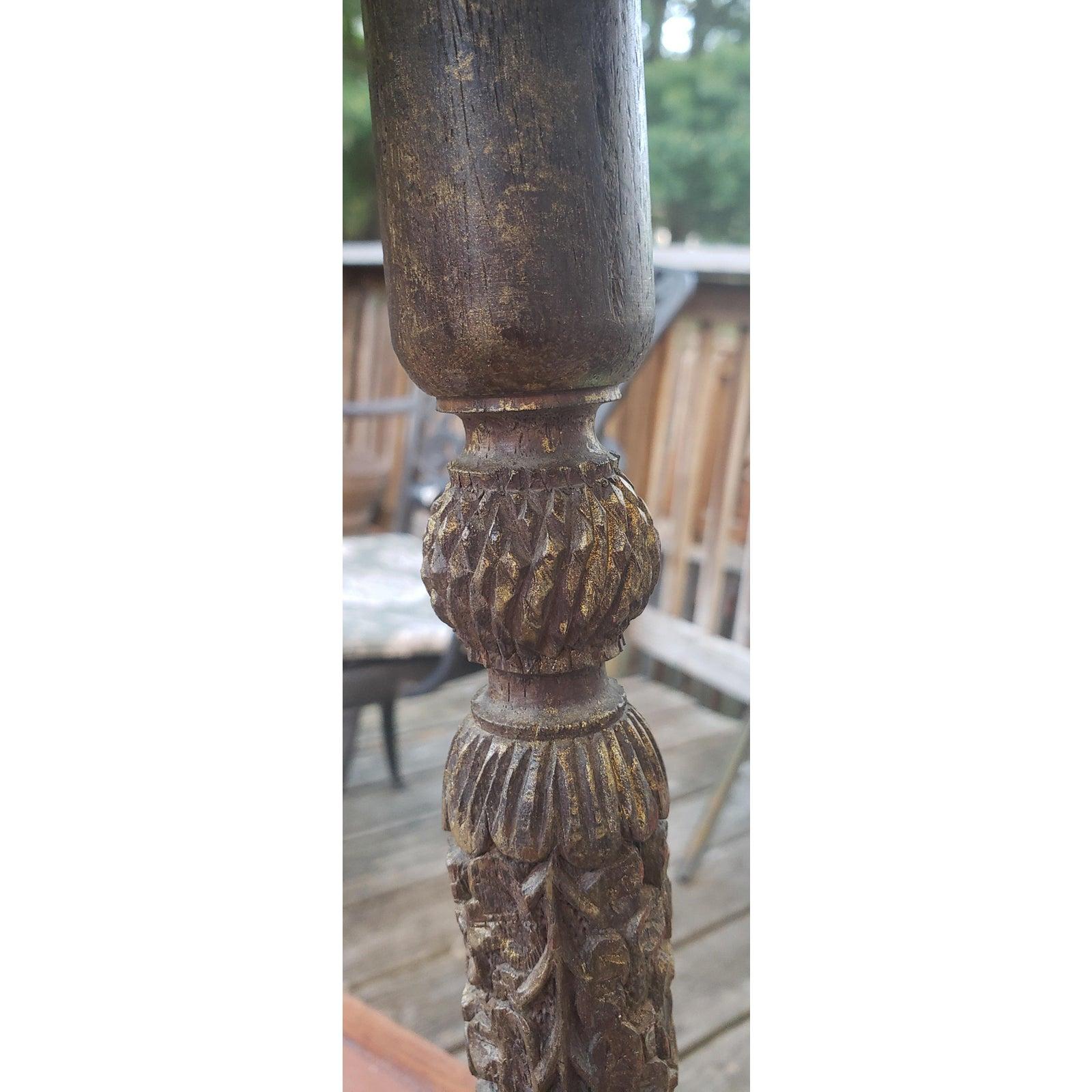 1800s Anglo Burmese Heavily Fine Hand Carved Gilt Hardwood Side Table For Sale 2