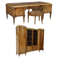 1800s Antiqe French Oromlu-Mounted, Burlwood, 3-Piece Set, Desk, Office Suite!!
