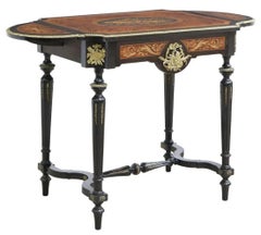 1800's Antique, (2) Near Pair, French Napoleon III, Marquetry Drop-Side Tables!