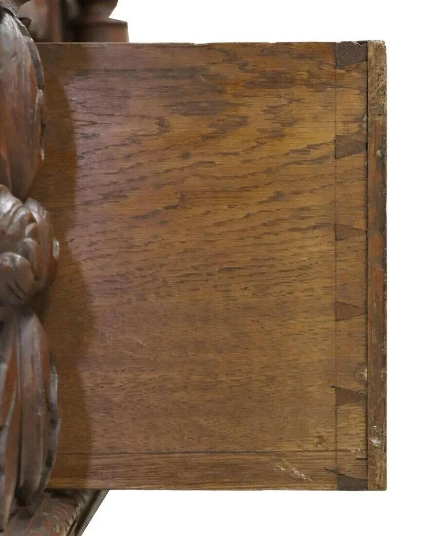 1800's Antique Bonnetiere, French Henri II Style, Carved Oak, Crest, Foliates! In Good Condition In Austin, TX