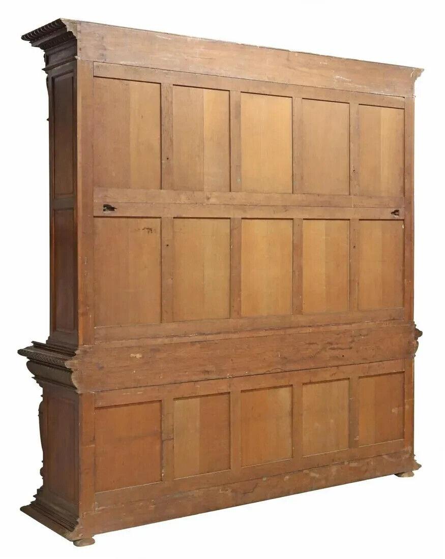 1800's Antique, Breakfront, Monumental, French, Walnut, Beveled Glass Bookcase 1