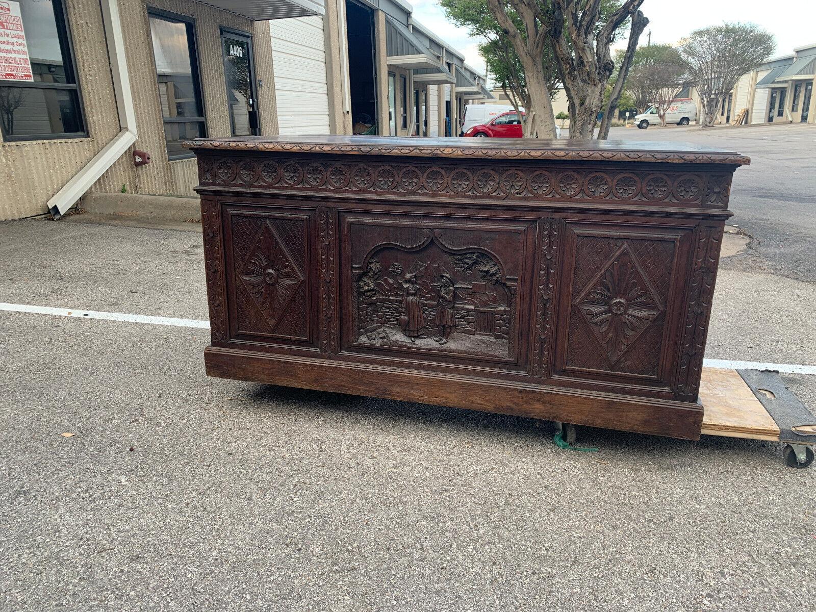 Antique Desk, Breton, Highly Carved, Rare, 6 Drawers, French, 19th C, 1800s!!
Gorgeous Antique Desk, Breton. Highly Carved, Rare, 6 Drawers, French, 19th C, 1800s!!

This antique desk is a highly carved Breton piece from the 1800s. It features six