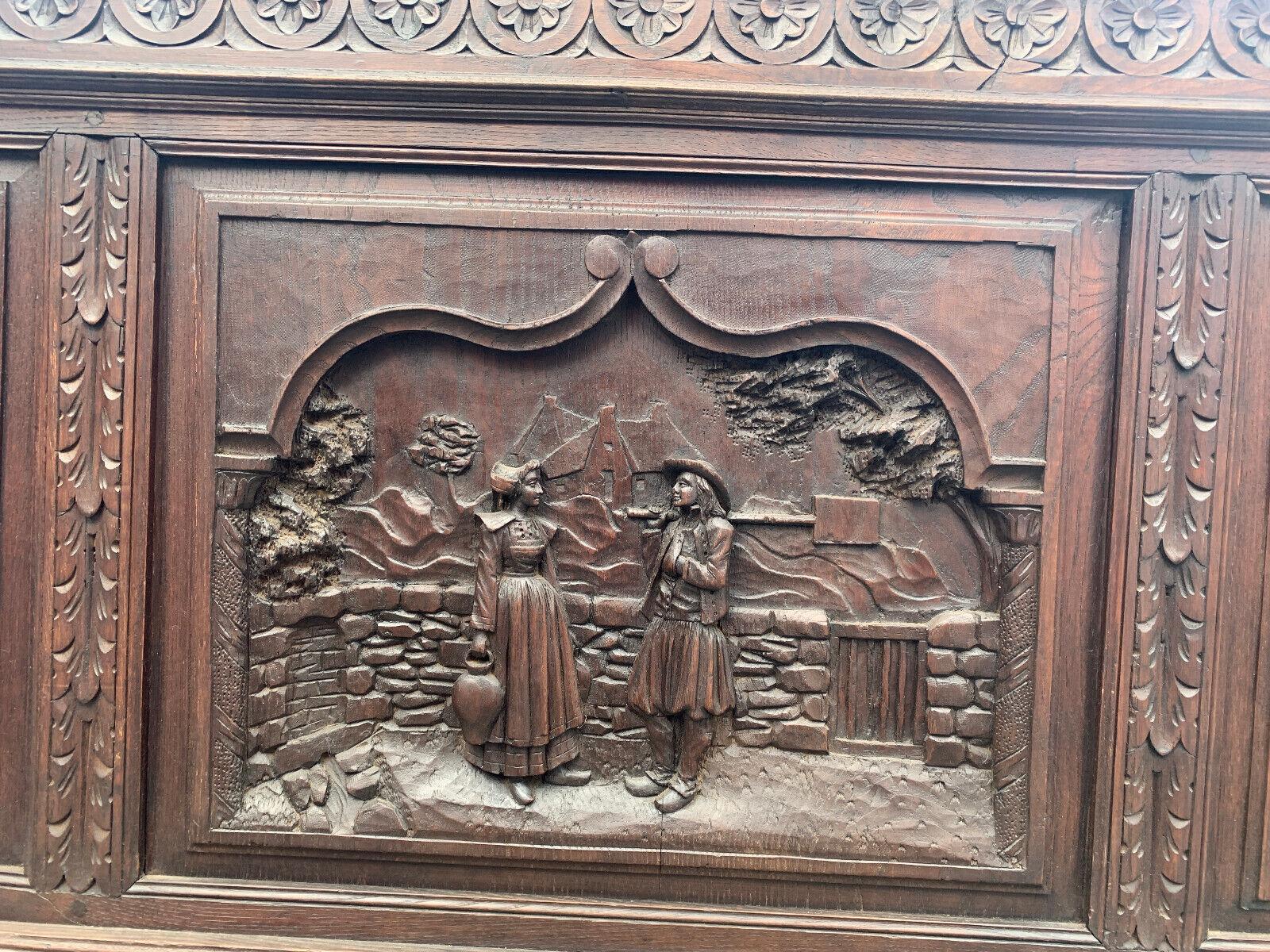 1800's Antique Breton, hoch geschnitzt, selten, 6 Schubladen, Französisch Schreibtisch im Zustand „Gut“ im Angebot in Austin, TX