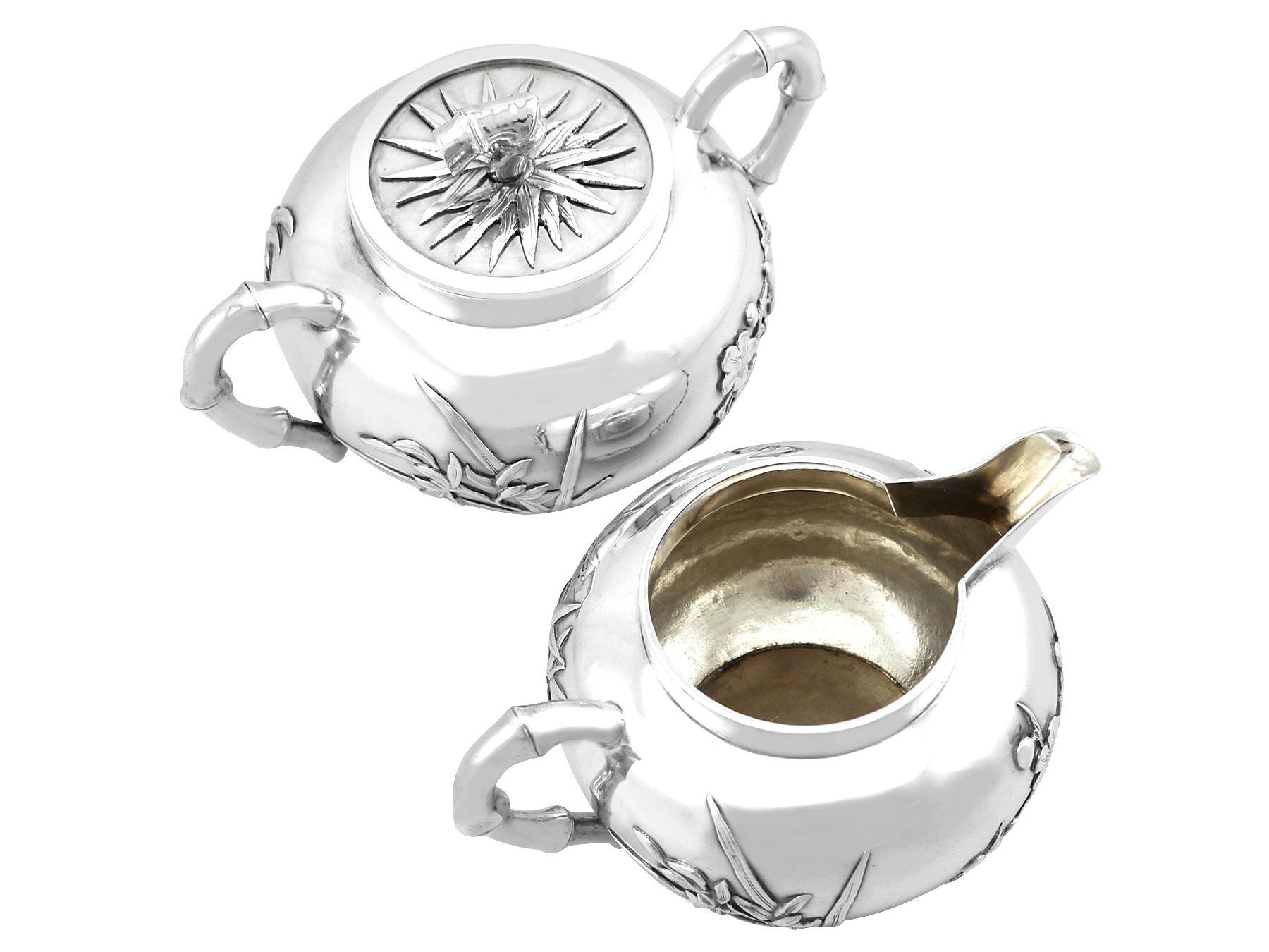 Antique 1800s Chinese Export Silver Three Piece Tea Service For Sale 6