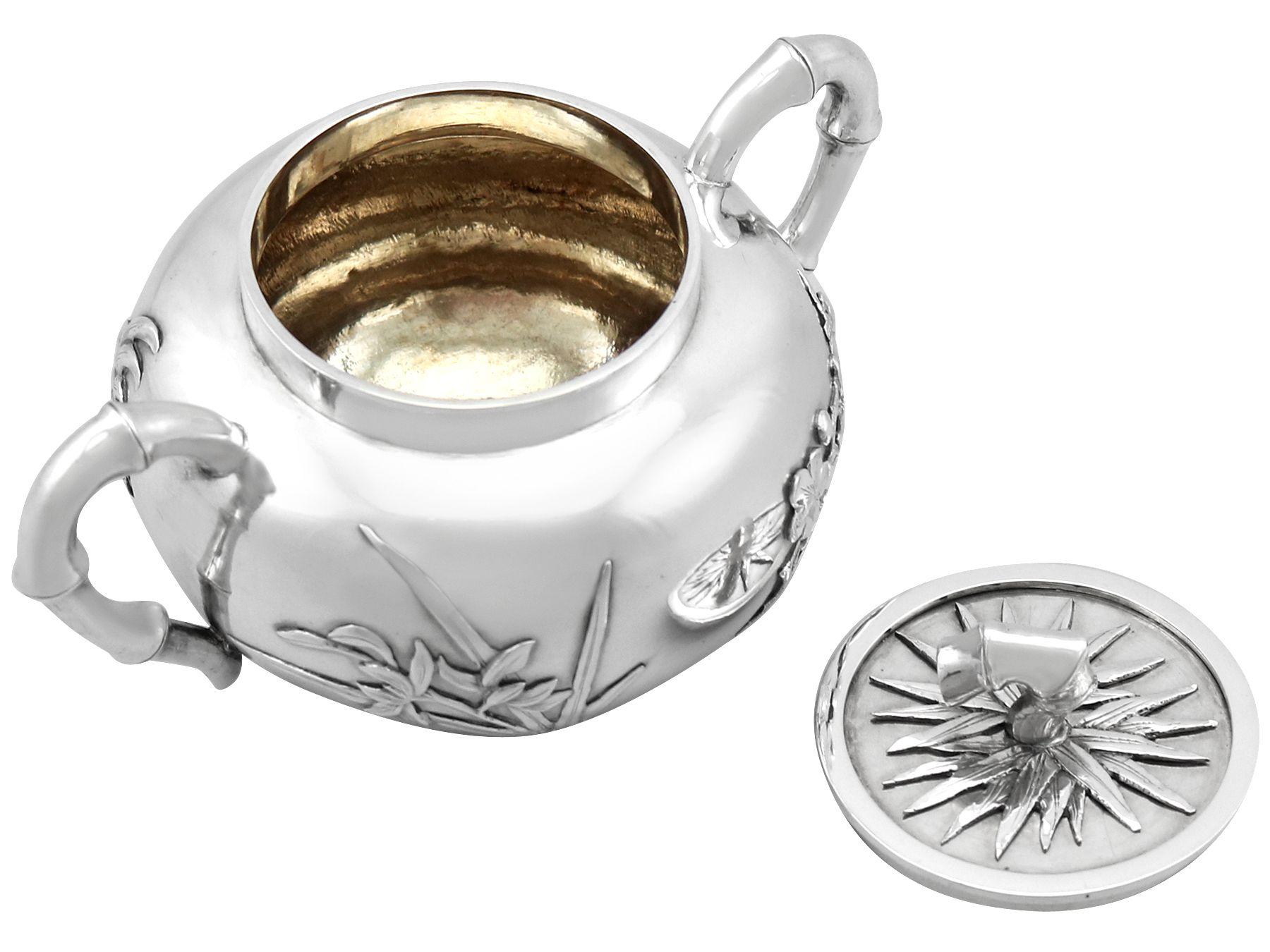 Antique 1800s Chinese Export Silver Three Piece Tea Service For Sale 7