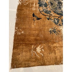 1800s Antique Chinese Floral Design Rug