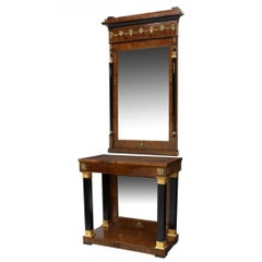 1800s Antique Continental, Gilt Bronze, Ormolu, Empire Console, Pier Mirror!