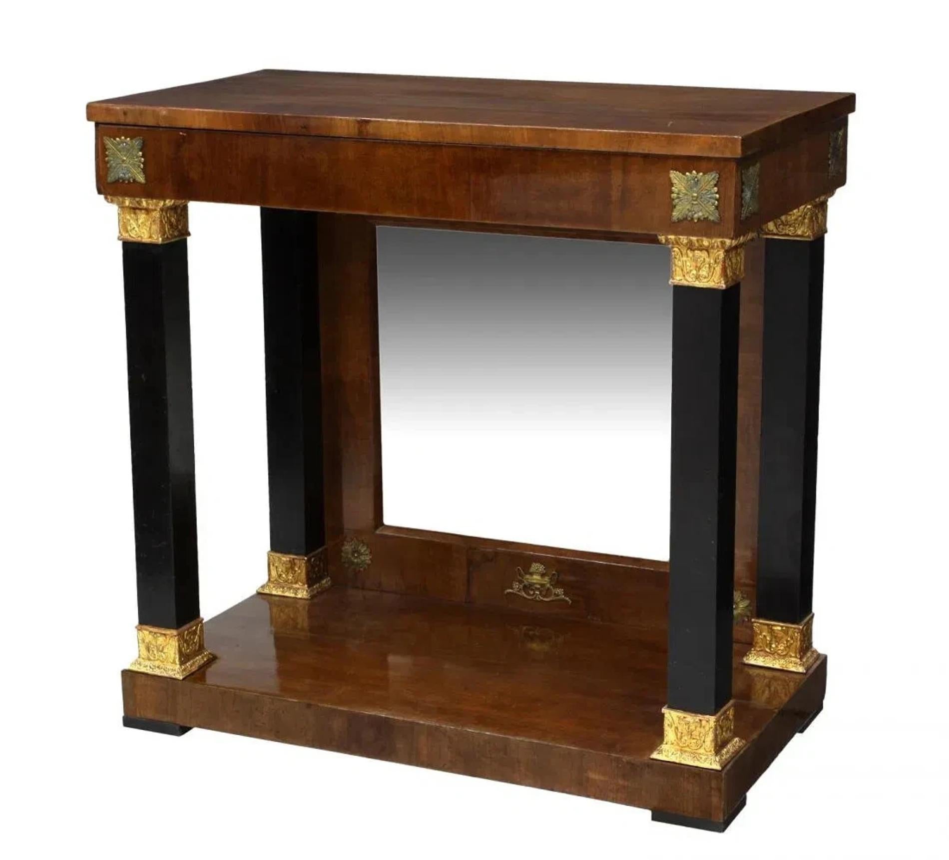 ¡1800s Antiguo Continental, Bronce Dorado, Ormolu, Consola Imperio y Espejo de Muelle! Europeo en venta