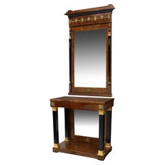 ¡1800s Antiguo Continental, Bronce Dorado, Ormolu, Consola Imperio y Espejo de Muelle!