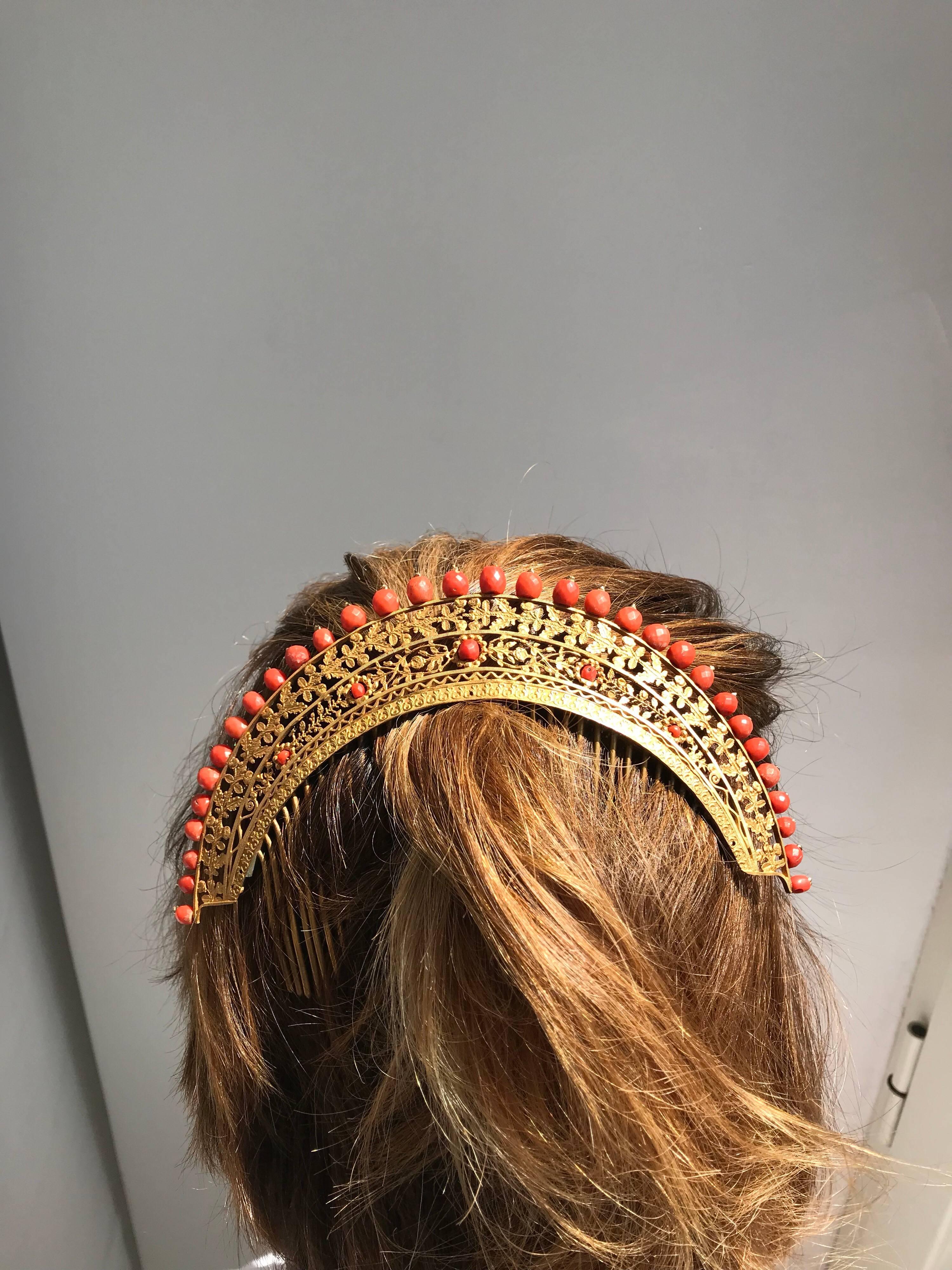 1800s Antique Coral Tiara 1