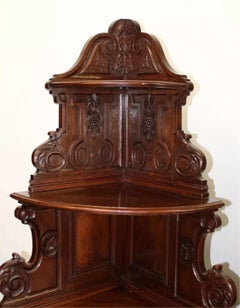 1800's Antique Corner, French Carved Walnut, Companion Cabinets, Set of 2
