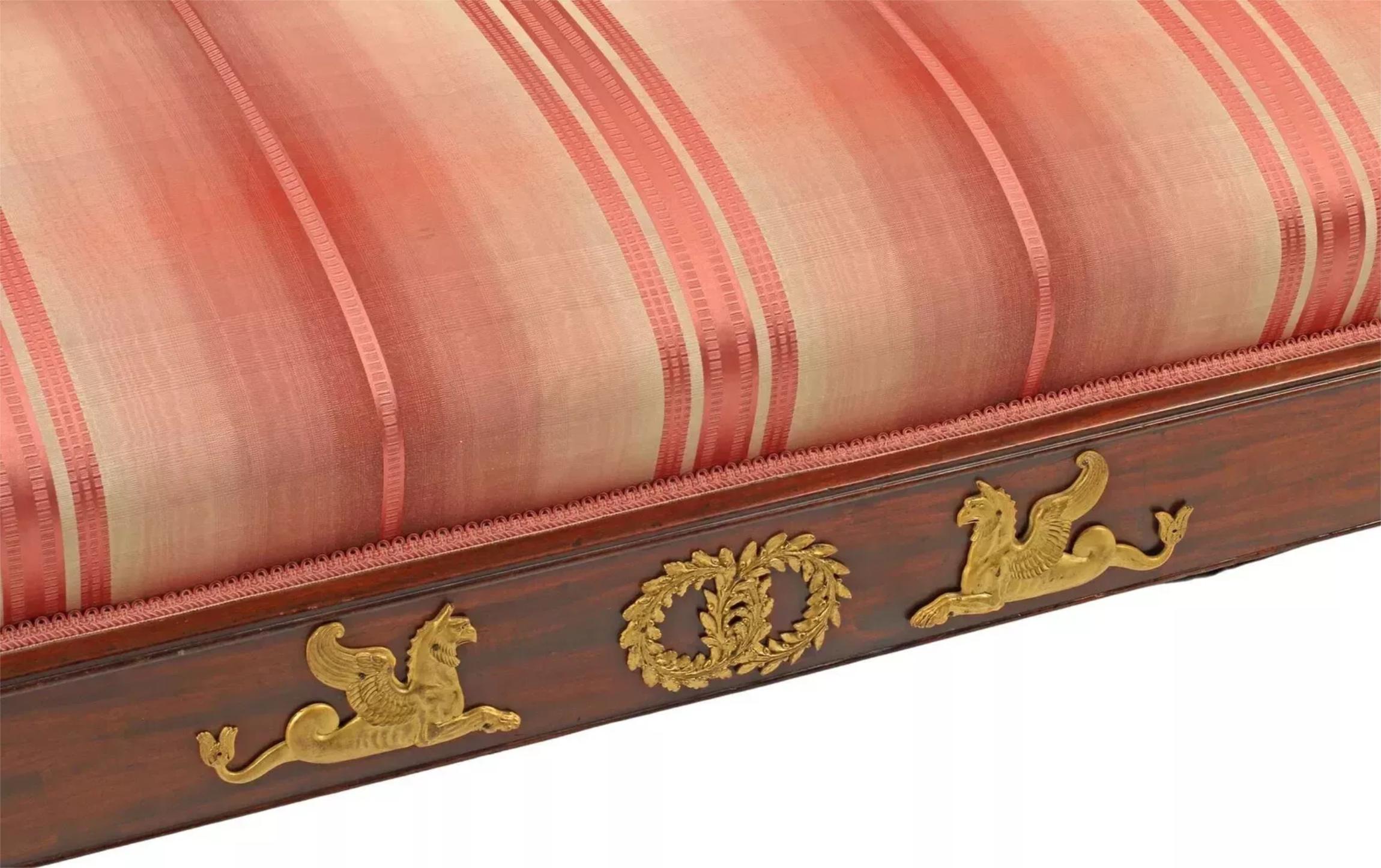 Charming 1800's Antique Empire Style, Ormolu-Mounted, Mahogany, Chaise Lounge!

Antique Chaise Lounge, Empire Style, Ormolu-Mounted, Mahogany, Ormolu, 1800s, 19th Century!

This antique chaise lounge is a stunning piece of furniture that will add a