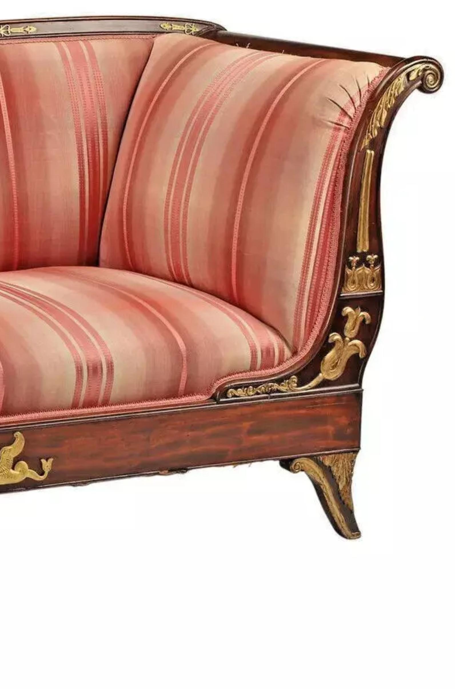 1800's Antique Empire Style, Ormolu-Mounted, Mahogany, Chaise Lounge! In Good Condition In Austin, TX