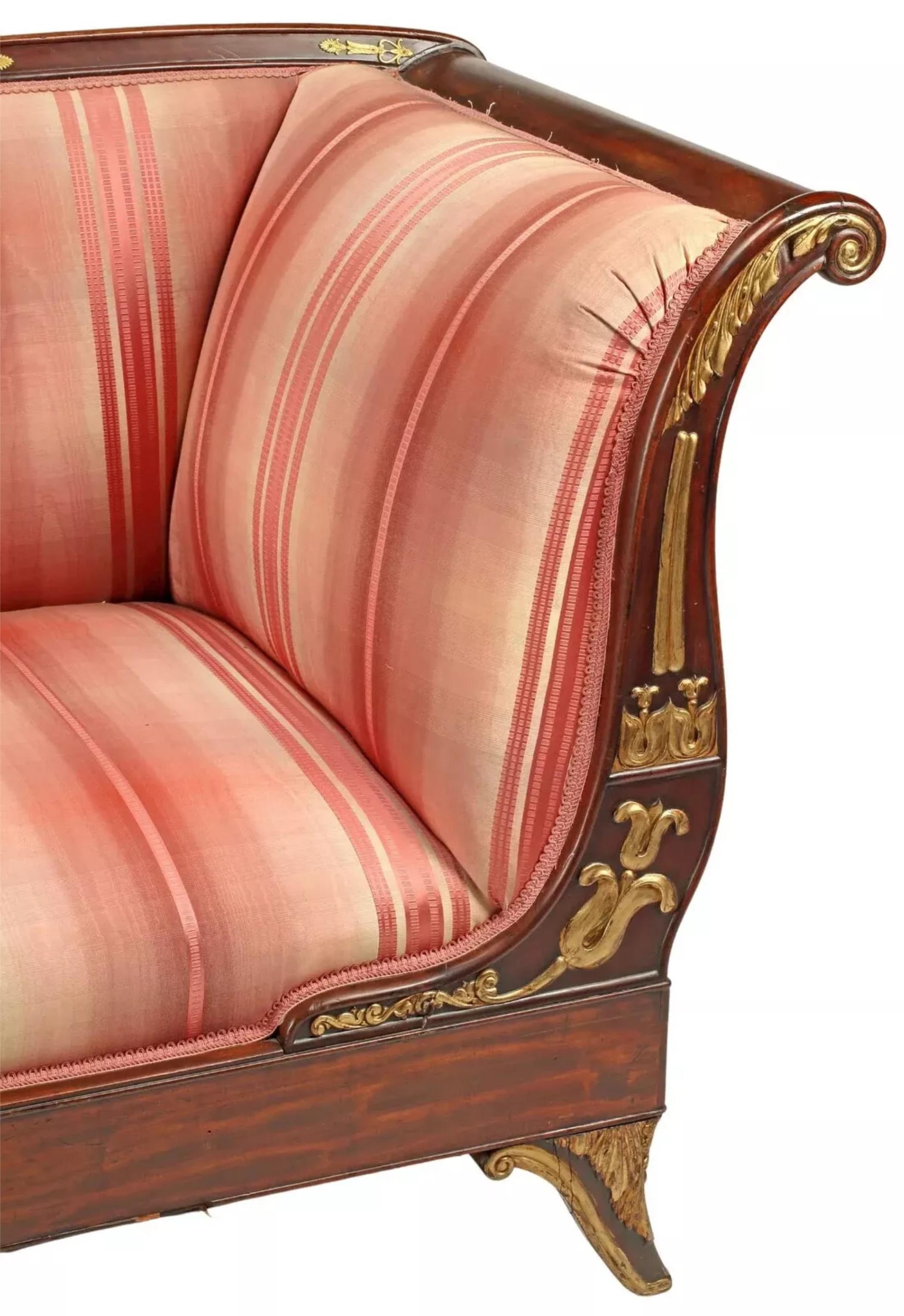 19th Century 1800's Antique Empire Style, Ormolu-Mounted, Mahogany, Chaise Lounge!
