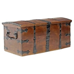 1800's Antique  English, Iron-Strapped, Oak, Dome-Topped. Coffer, Storage Chest!