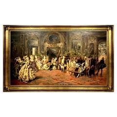 1800's Antique European, Signed, Roma, Figures, 1891, Oil on Canvas, Painting