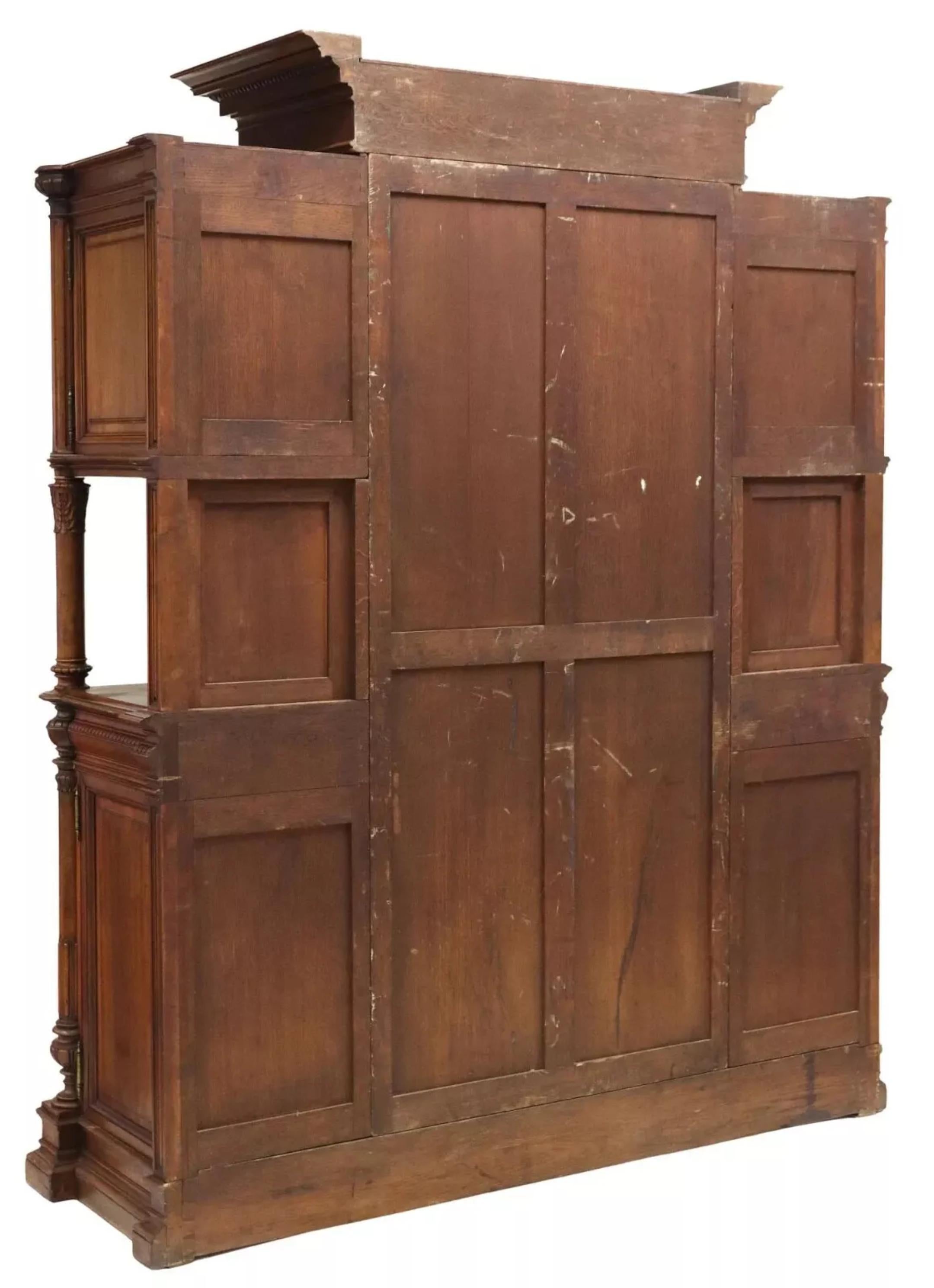 1800s  Antiguo Fino Flamenco, Rosel, Renaiss. ¡Revival, Tallado, Nogal, Aparador! siglo XIX en venta