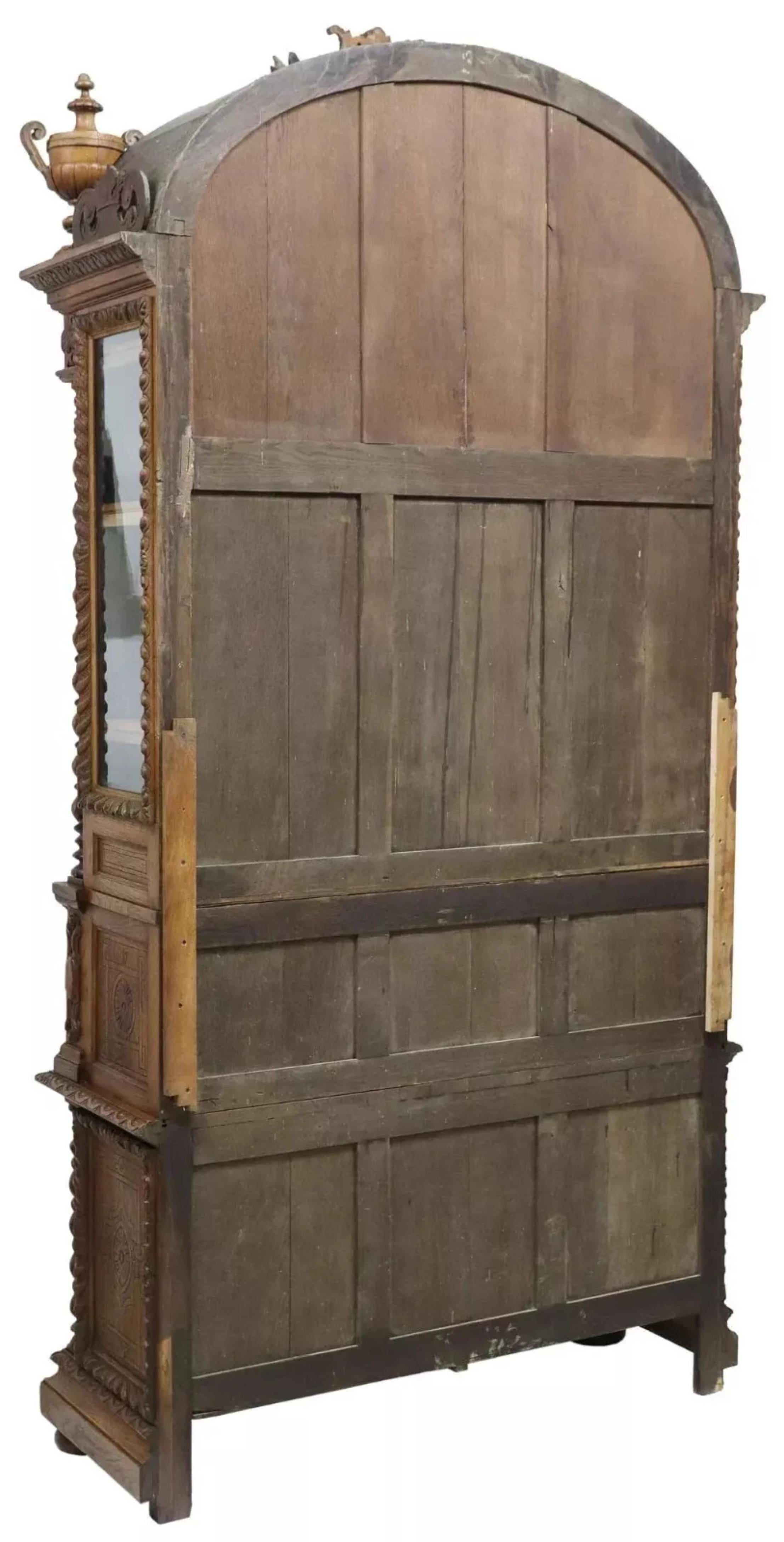 1800's Antique Fine French Henri II Style, Carved Oak Bookcase, Secretary! For Sale 3