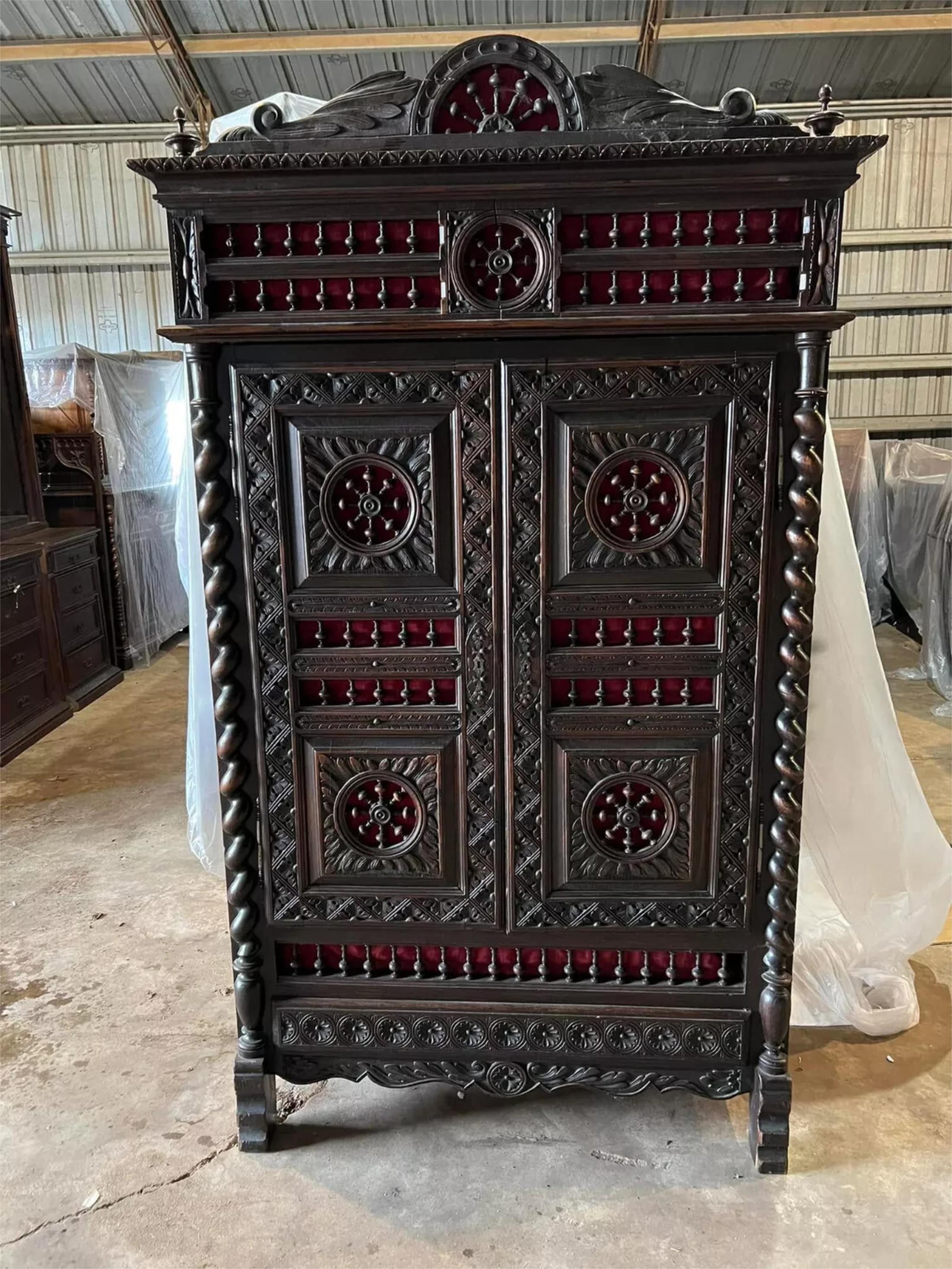 Absolutely Gorgeous 1800's Antique French Breton, Carved Wood, Shelves, Red Interior Bookcase!

Antique Bookcase, Breton, French, Carved,  Shelves, Red Interior, 19th C,  1800s!

This antique French Breton bookcase from the 19th century features