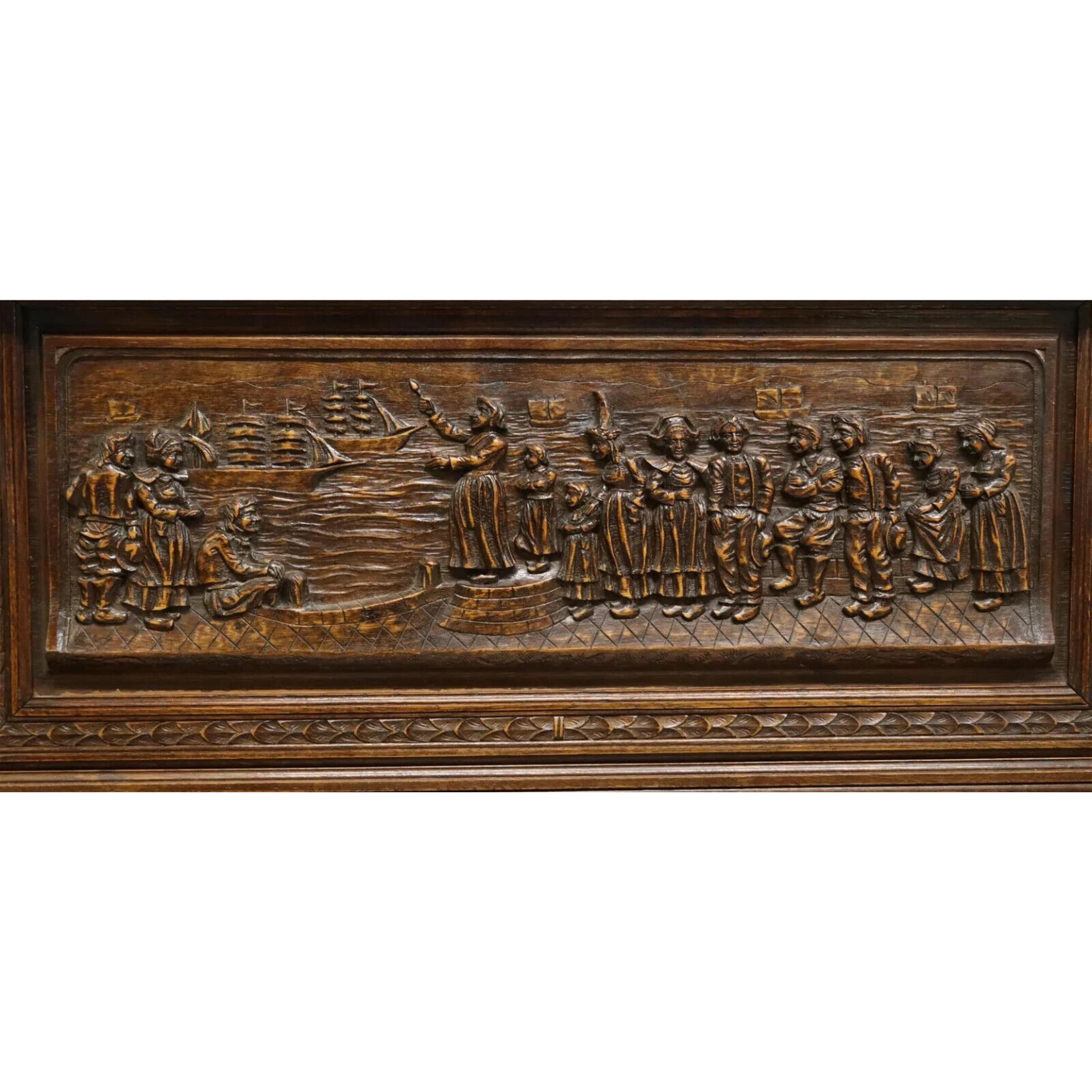 1800's Antique French Breton, Figural, Carved Oak, Drawers, Shelves, Sideboard! 5