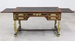 1800's Antique French Empire, Bronze MTD, Leather Slides, Mahogany, Desk, Bureau
