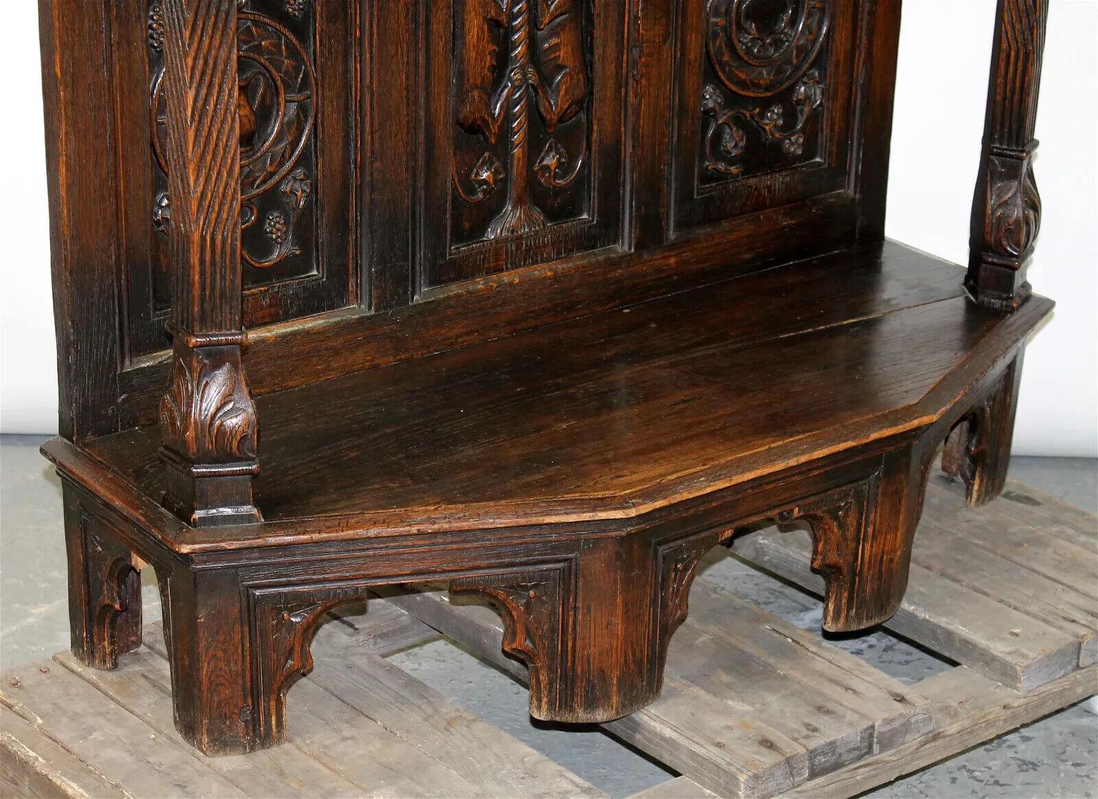 1800's Antique French Gothic Revival, Carved Oak Reliquary w/ Bishop Cabinet!! 2