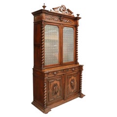 Antique French del 1800, stile HENRY II, quercia intagliata, mobile da caccia, credenza