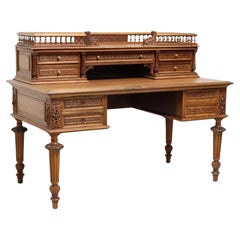 1800's Antique French Henri II Style, Carved, Walnut, Bureau, Writing Desk!!