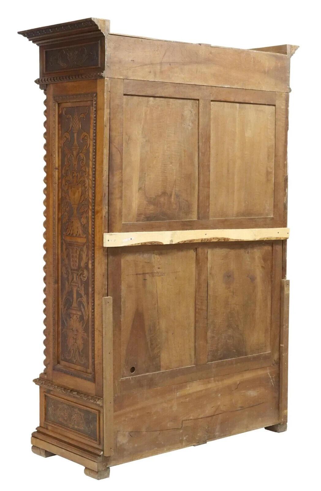 19th Century 1800s Antique French Henri ii Style, Foliate Carved, Molded Cornice Armoire!!
