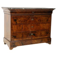 1800's  Antique French Louis Philippe Pd., Marble-Top, Burl, Walnut Commode!