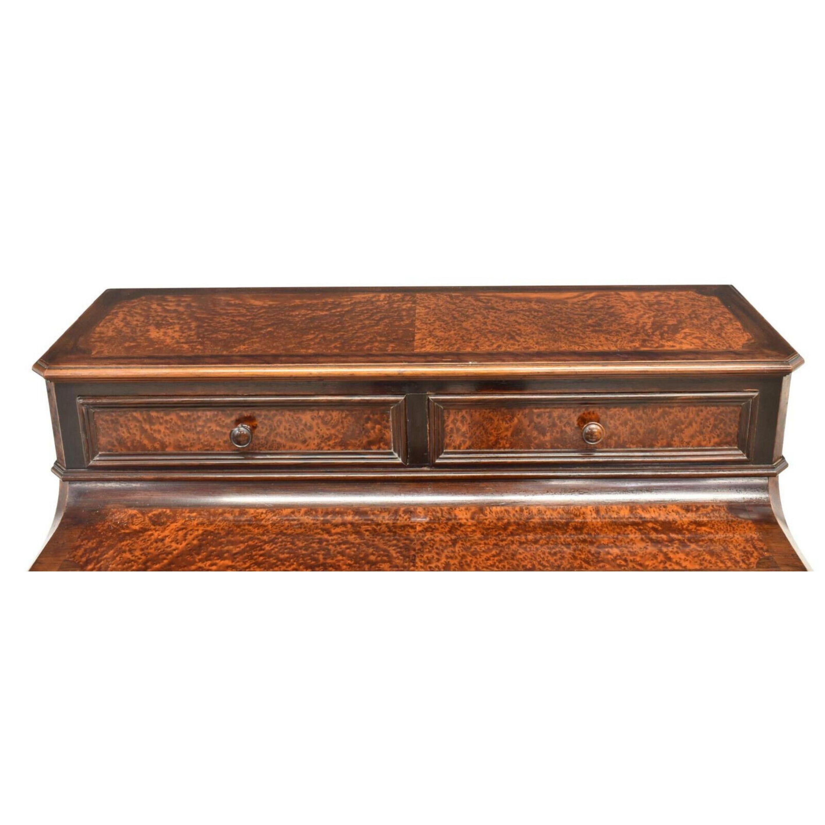 1800's Antique French Napoleon III Period, Burlwood, Leather,  Writing Desk In Good Condition For Sale In Austin, TX