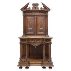 1800's Antique French, Neoclassical Style, Finely Carved, Mahogany Cabinet