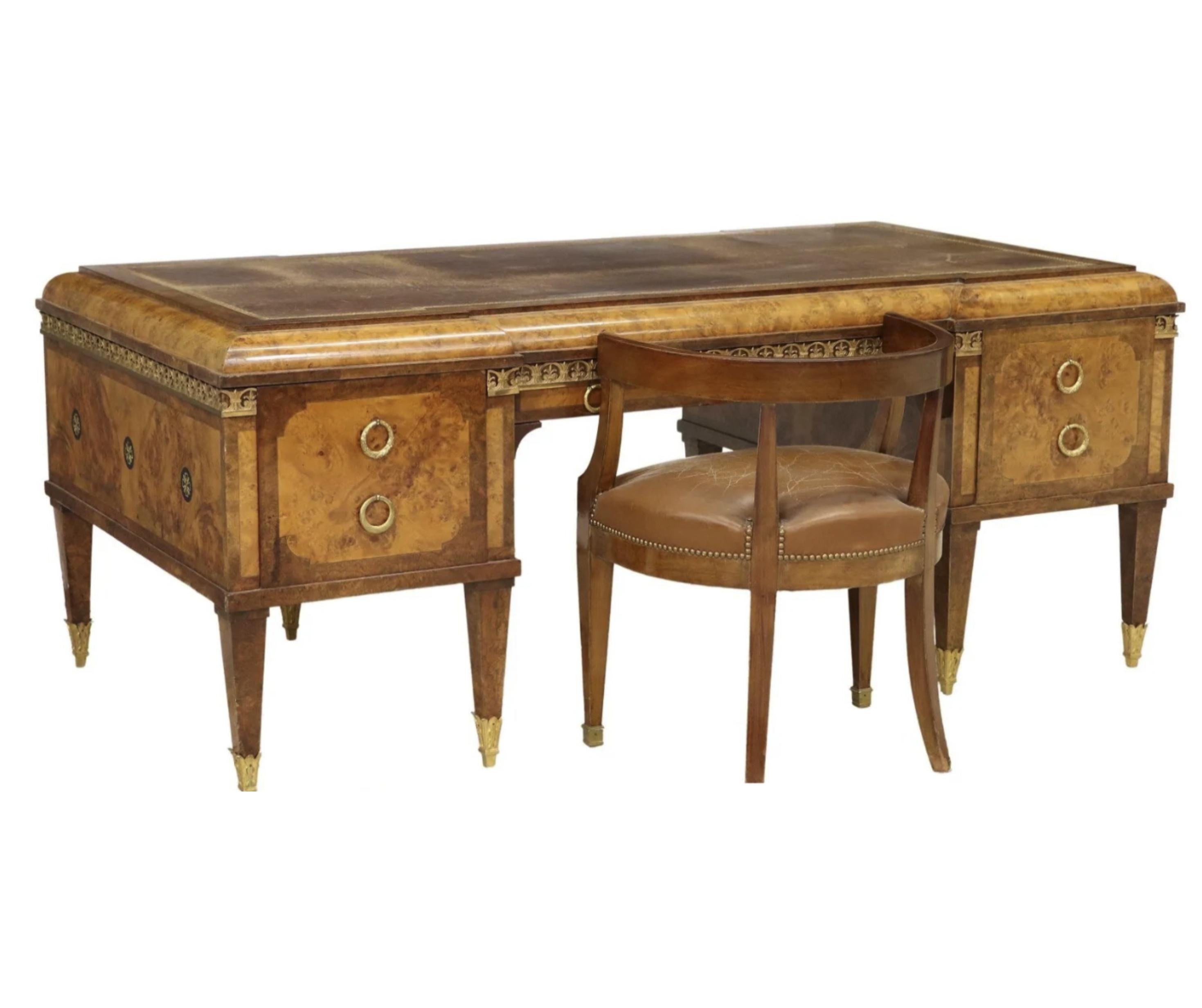 19th Century 1800s Antique French Oromlu-Mounted, Burlwood, 3-Piece Set, Desk, Office Suite!! For Sale