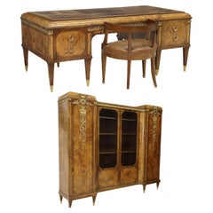 ¡¡1800s Antique French Oromlu-Mounted, Burlwood, Desk Office Suite, Set of 3!!
