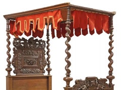 1800's Antique French Renaissance Revival, Carved, Oak, Four-Poster, Tester Bed!