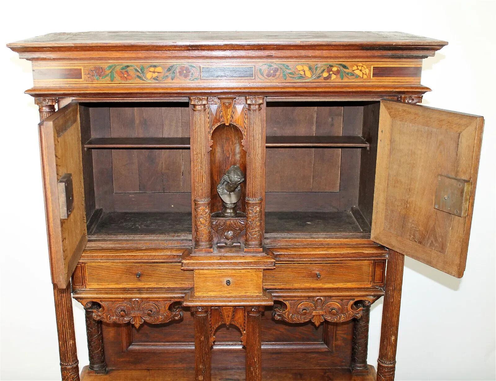 1800's Antique French Renaissance Revival, Carved, Shelves, Wine Cabinet!! For Sale 1