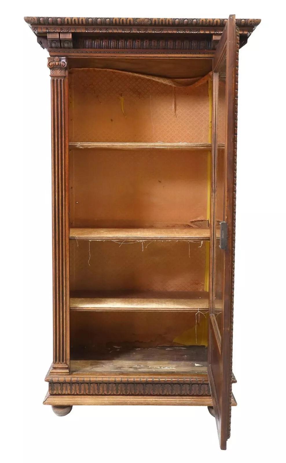 ¡Antiguo Renacimiento Francés de 1800, Nogal, Vitrina, Armario, Librería! en Bueno estado para la venta en Austin, TX