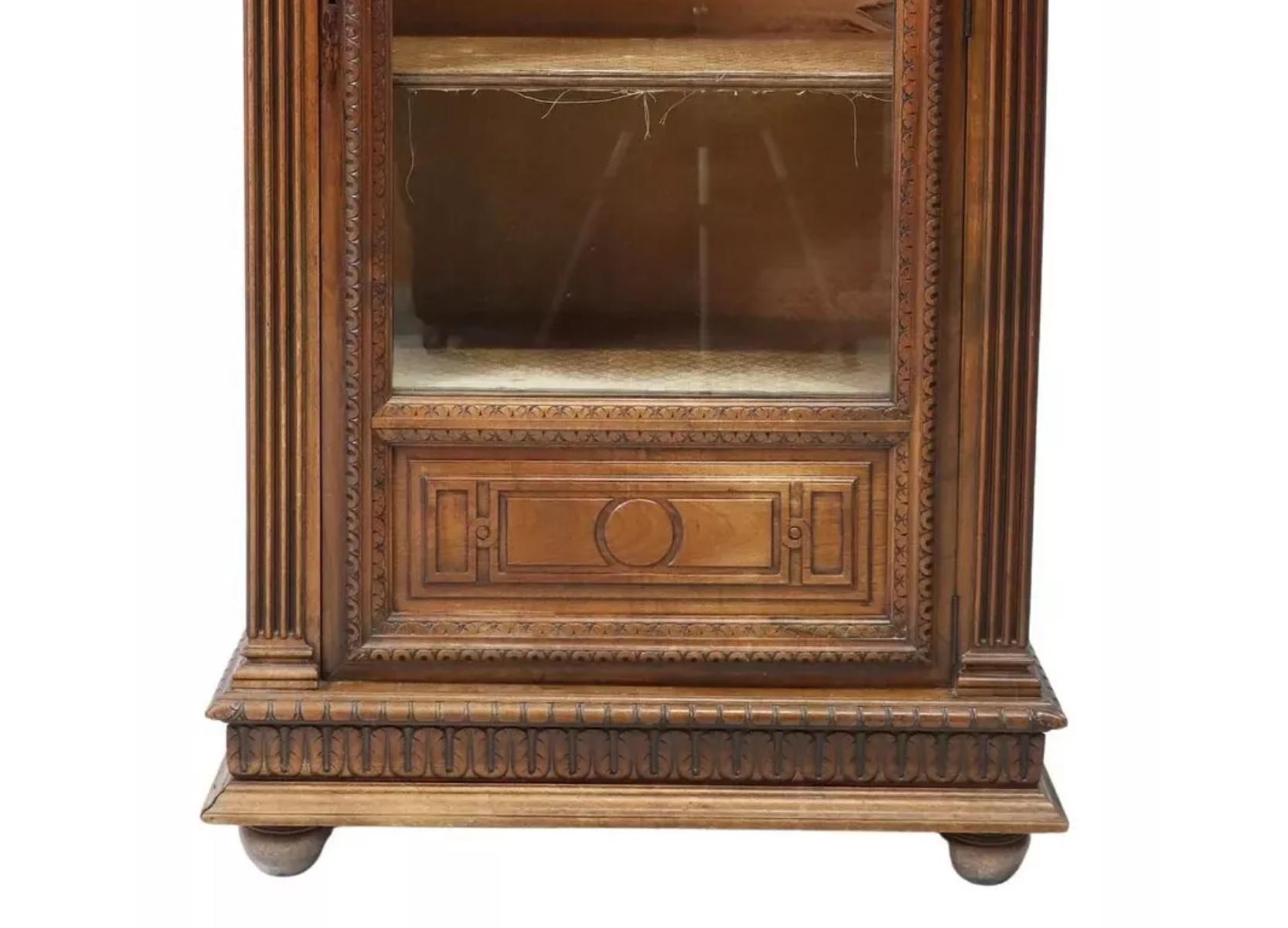 ¡Antiguo Renacimiento Francés de 1800, Nogal, Vitrina, Armario, Librería! en venta 1