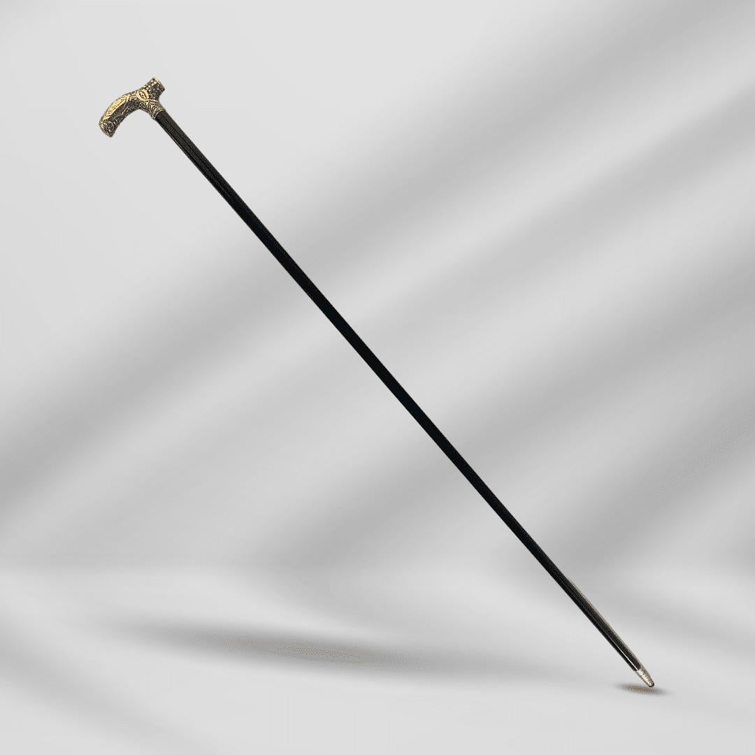 1800s Antique Handmade Gold Plated Walking Stick Men, Engraved Dedication For Sale 1