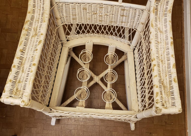 Rattan Spring Rocking Chairs 1800s Antique Heywood Wakefield Large Wicker Rocking Arm Chair with ...