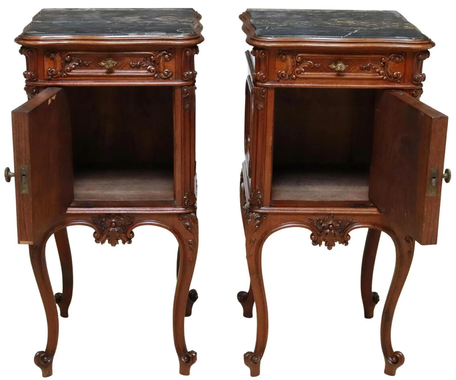19th Century 1800's Antique Italian Louis XV Style, Crest, 2 Beds, 2 Night Stands, Set of 4