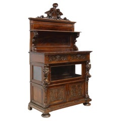 1800's Antique Italian Renaissance Revival, Carved Display Case / Server