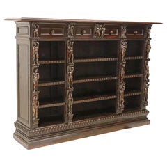 1800's Antique Italian Renaissance Revival, Carved, Figural Bookcase!