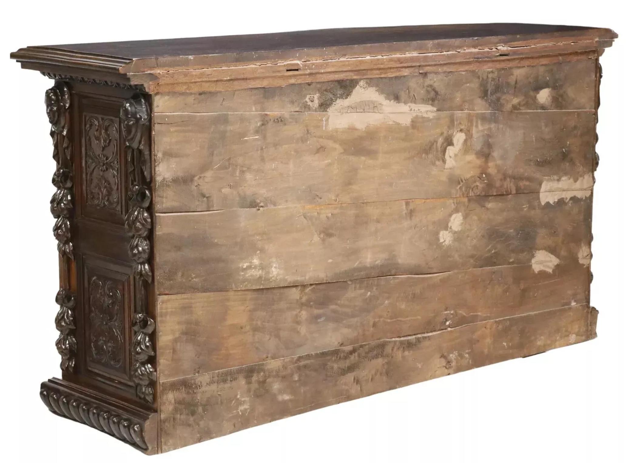1800s Antique  Italian Renaissance Revival Carved, Figural, Foliate Sideboard! 3