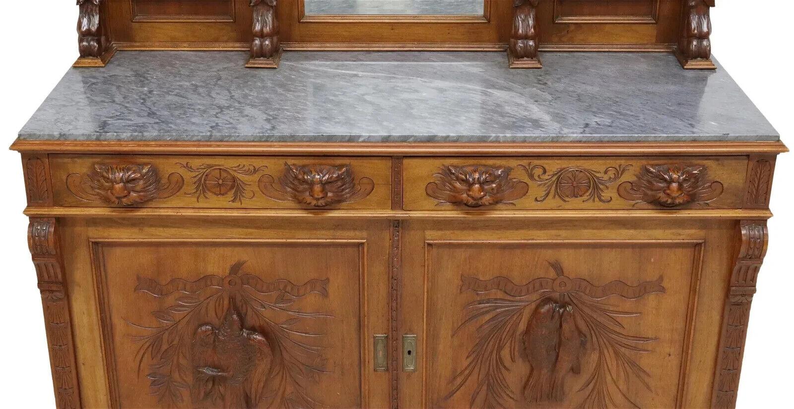 1800's Antique Italian Renaissance Revival Carved, Mirror, Crest, Sideboard!! In Good Condition For Sale In Austin, TX