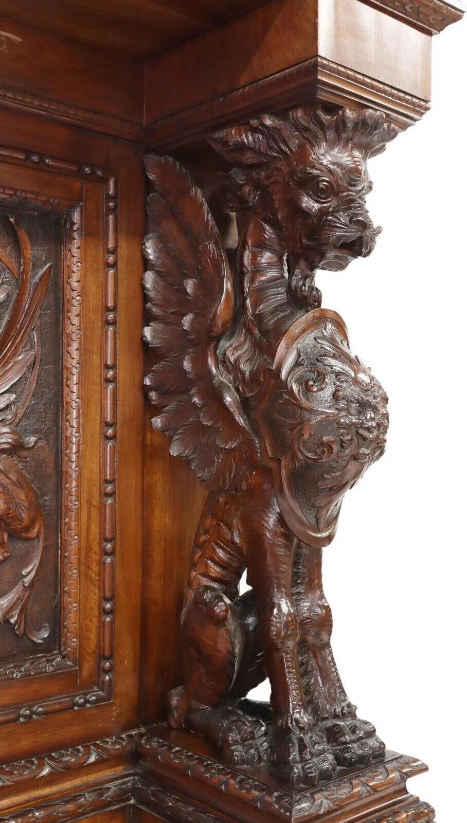 Wood 1800s Antique Italian Renaissance Revival, Exceptional, Foliates Sideboard!! For Sale