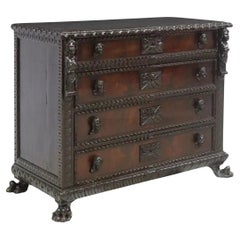 1800's Antique Italian Renaissance Revival, Figural, Carved, Paw Feet, Commode!