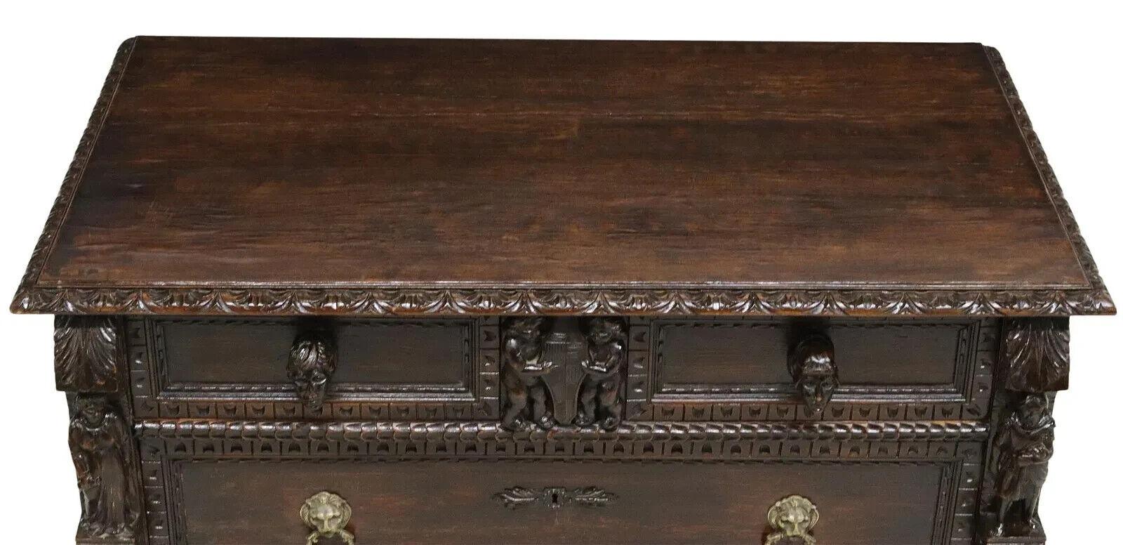 1800's Antique  Italian Renaissance Revival, Figural, Drawers. Carved Commode!! In Good Condition For Sale In Austin, TX
