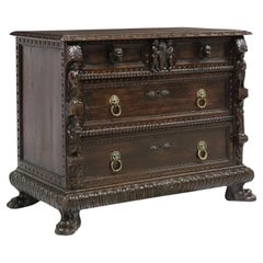 Antiquité des années 1800  Renouveau de la Renaissance italienne, figuratif, tiroirs Commode sculptée !